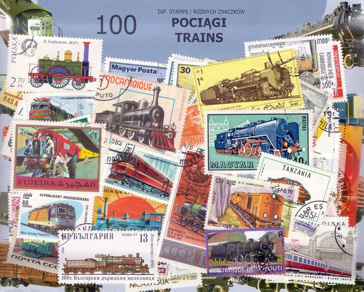Znaczek POCIĄGI 100 znaczków