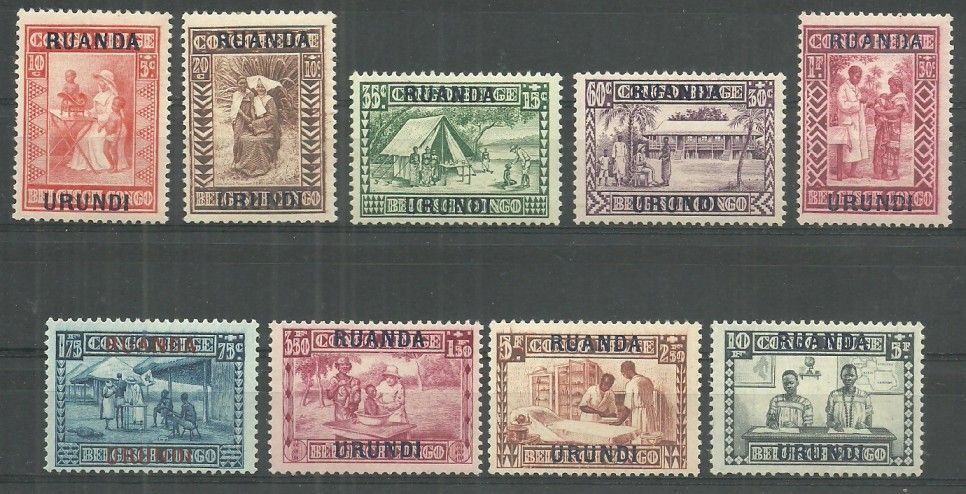 Znaczek Ruanda-Urundi 1930 Mi 34-42 Z podlepką *