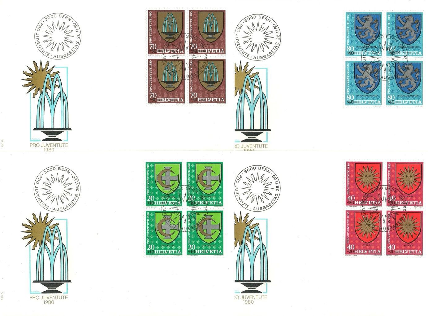 Znaczek Szwajcaria 1980 Mi 1187-1190 FDC