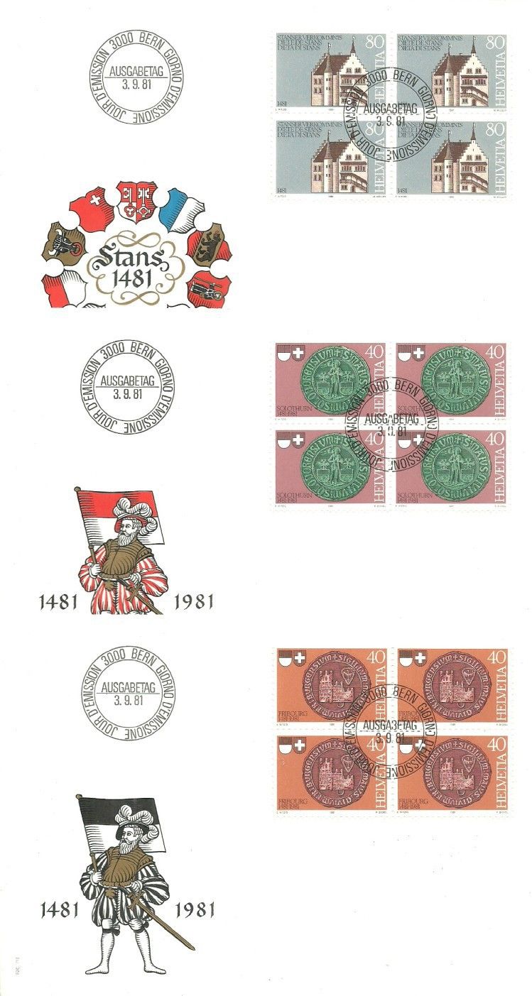 Znaczek Szwajcaria 1981 Mi 1203-1205 FDC