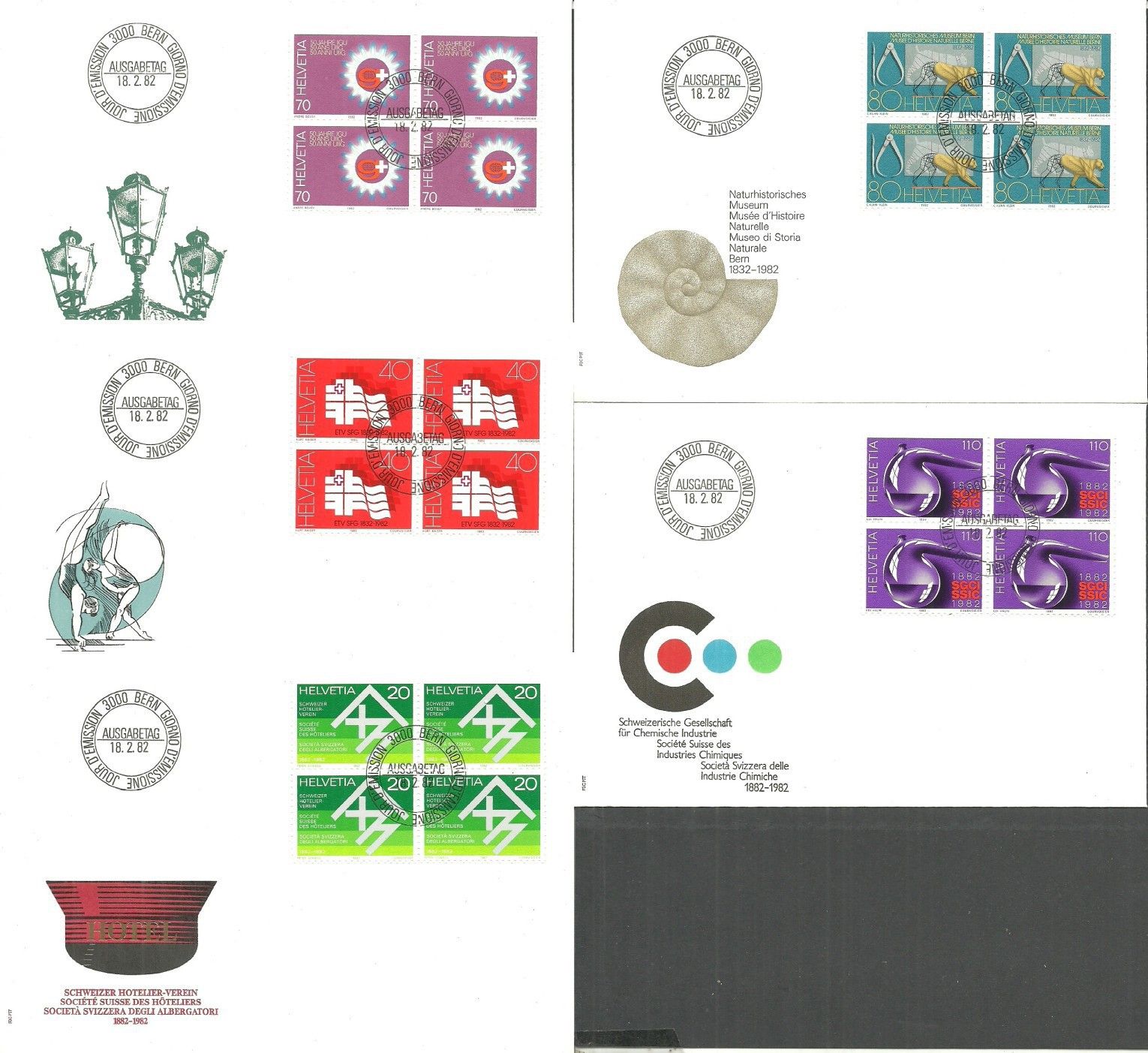 Znaczek Szwajcaria 1982 Mi 1216-1220 FDC