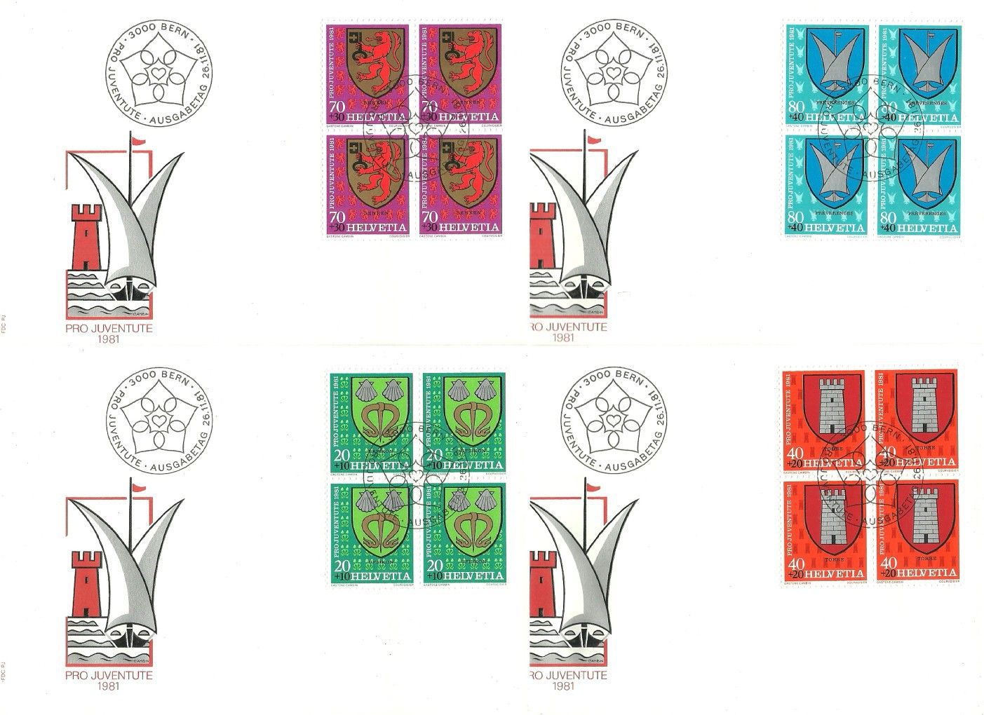 Znaczek Szwajcaria 1981 Mi 1210-1213 FDC