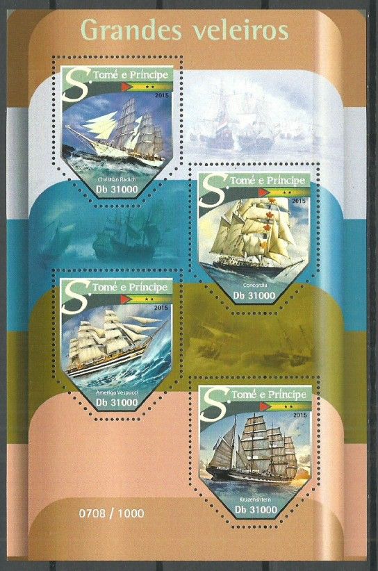 Znaczek Wyspy Św. Tomasza i Książęca 2015 Mi ark 6445-6448 Czyste **