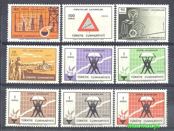 Znaczek Turcja 1969 Mi 2126-2134 Czyste **