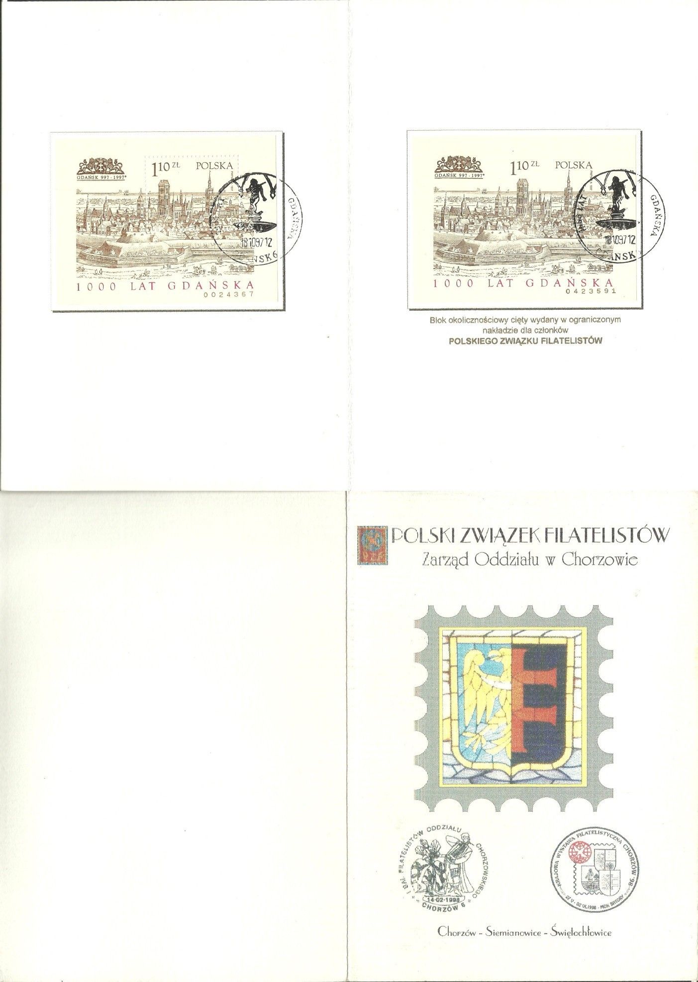 Znaczek Polska 1997 Mi bl 129 Fi bl 129B Stemplowane