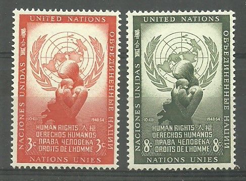 Znaczek Narody Zjednoczone Nowy Jork 1954 Mi 33-34 Czyste **
