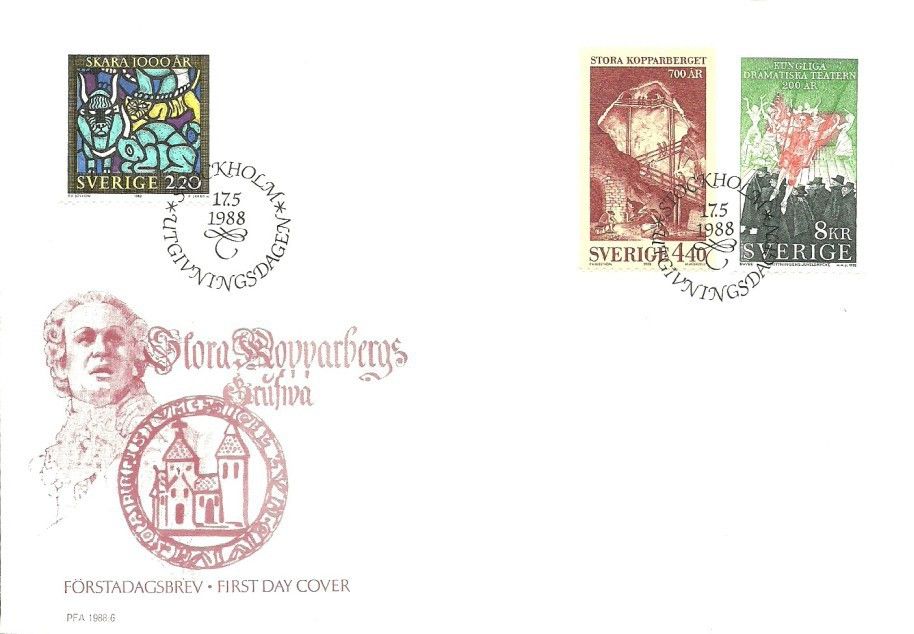 Znaczek Szwecja 1988 Mi 1492-1494 FDC