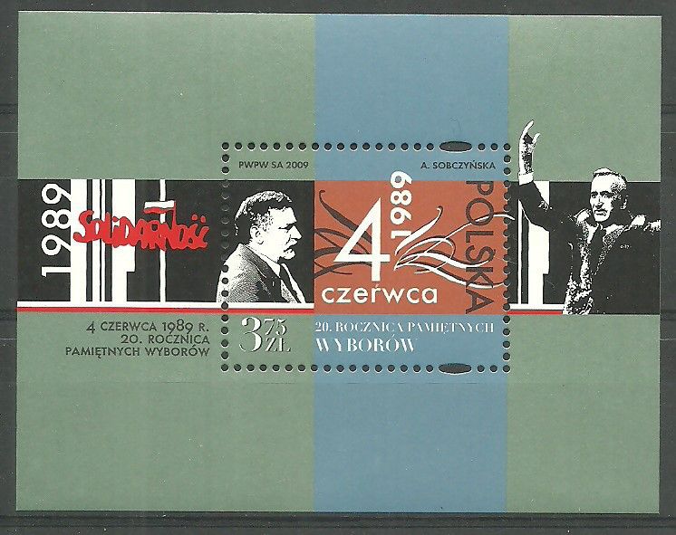 Znaczek Polska 2009 Mi bl 187 Fi bl 218 Czyste **