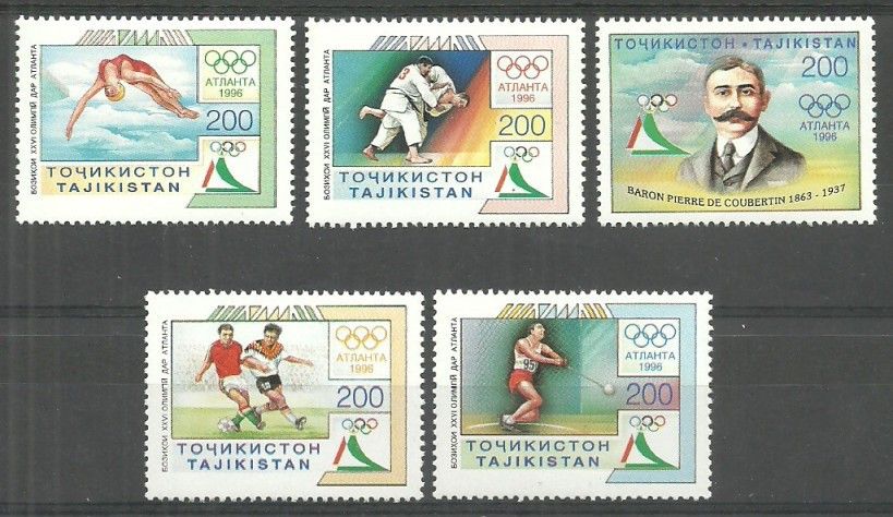 Znaczek Tadżykistan 1996 Mi 101-105 Czyste **