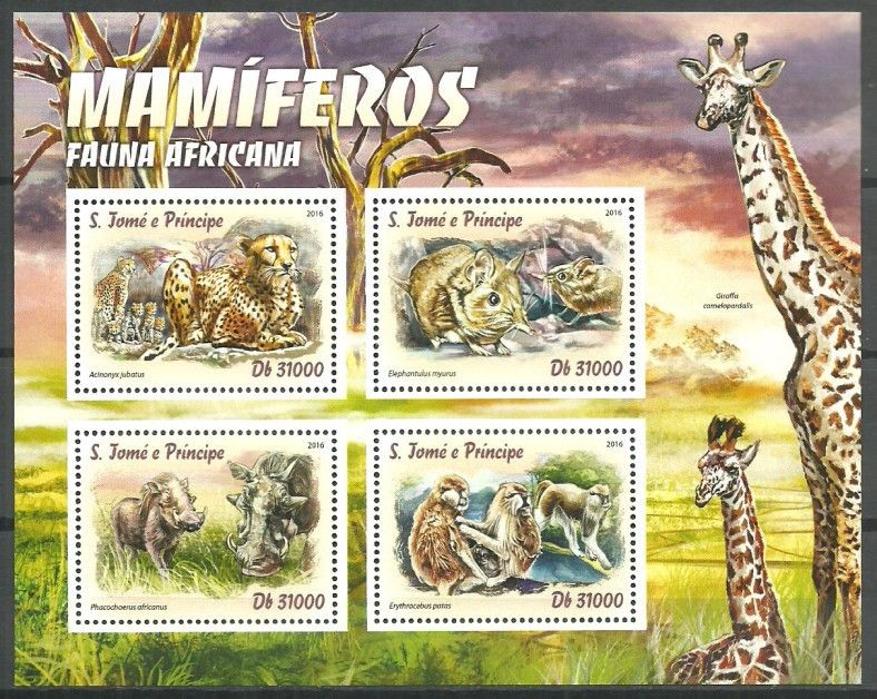 Znaczek Wyspy Św. Tomasza i Książęca 2016 Mi ark 6731-6734 Czyste **