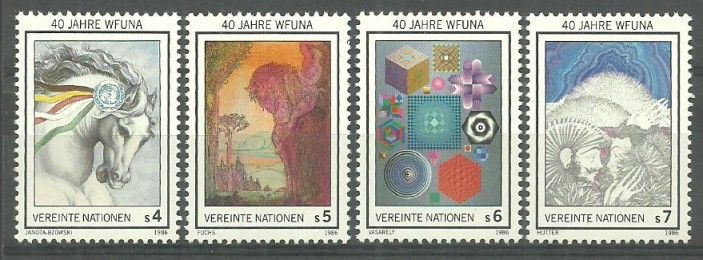 Znaczek Narody Zjednoczone Wiedeń 1986 Mi 64-67 Czyste **