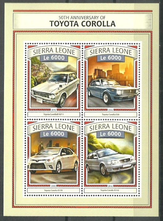 Znaczek Sierra Leone 2016 Mi ark 7838-7841 Czyste **