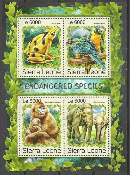Znaczek Sierra Leone 2016 Mi ark 7953-7956 Czyste **