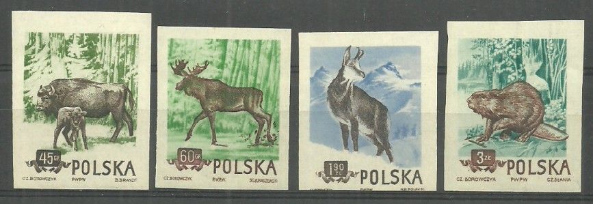 Znaczek Polska 1954 Mi 885-888B Fi 743-746A Czyste **