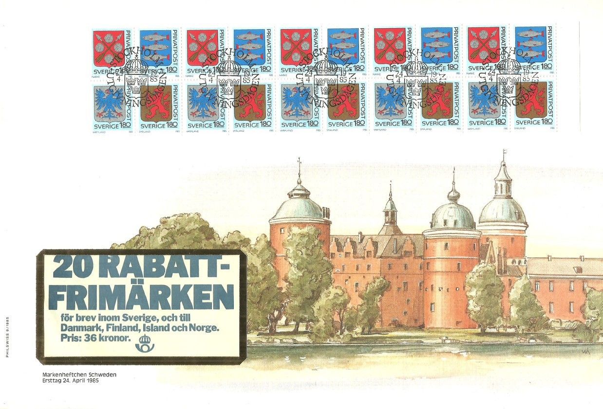 Znaczek Szwecja 1985 Mi h-blatt 132 FDC