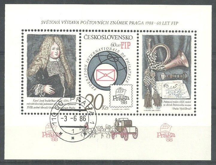 Znaczek Czechosłowacja 1986 Mi abo bl 67A Stemplowane