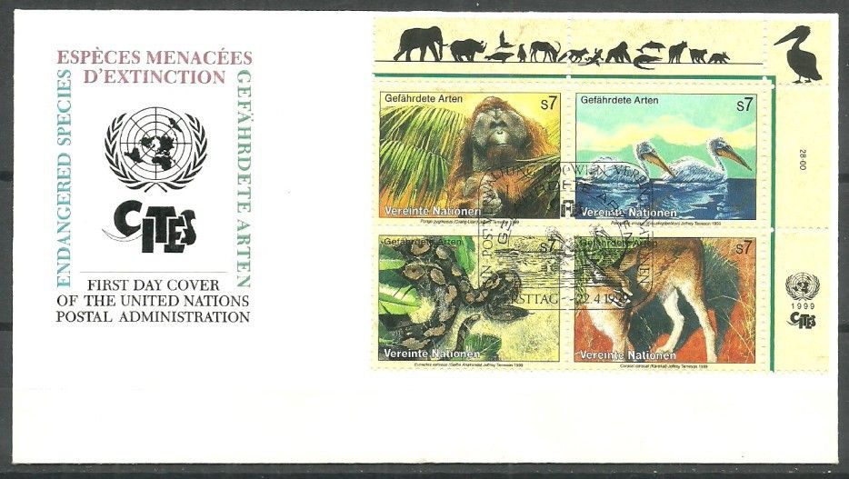 Znaczek Narody Zjednoczone Wiedeń 1999 Mi 287-290 FDC