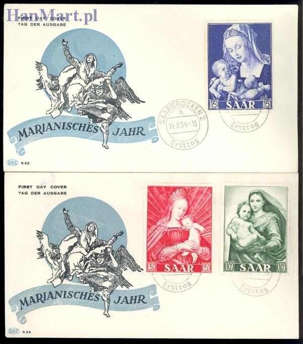 Znaczek Saara 1954 Mi 351-353 FDC