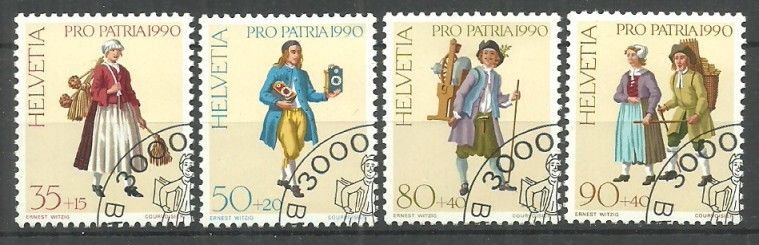 Znaczek Szwajcaria 1990 Mi 1417-1420 Stemplowane