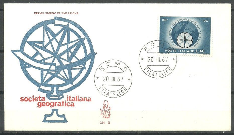 Znaczek Włochy 1967 Mi 1220 FDC