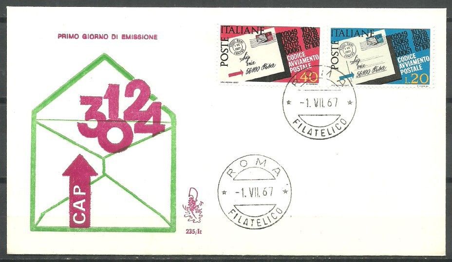 Znaczek Włochy 1967 Mi 1237-1238 FDC
