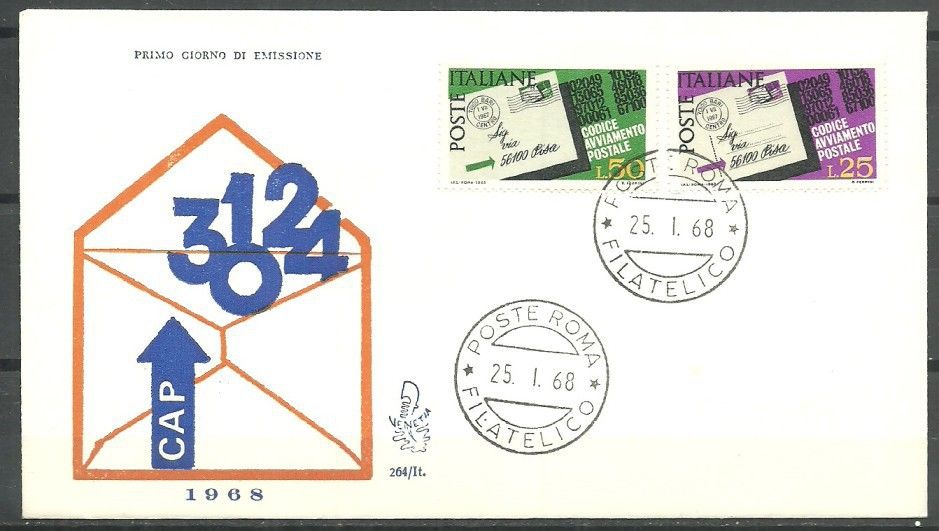 Znaczek Włochy 1968 Mi 1251-1252 FDC