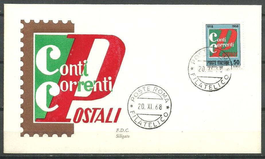 Znaczek Włochy 1968 Mi 1289 FDC