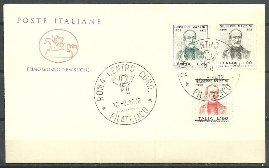 Znaczek Włochy 1972 Mi 1358-1360 FDC