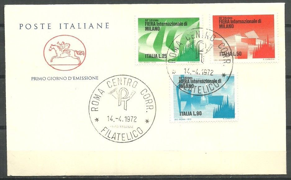 Znaczek Włochy 1972 Mi 1361-1363 FDC