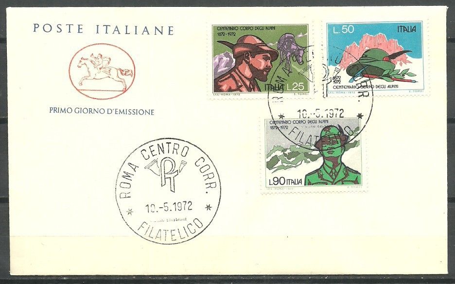 Znaczek Włochy 1972 Mi 1366-1368 FDC