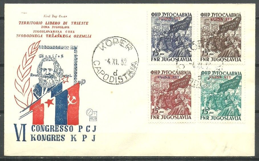 Znaczek Triest - Jugosławia Zone B 1952 Mi 79-82 FDC