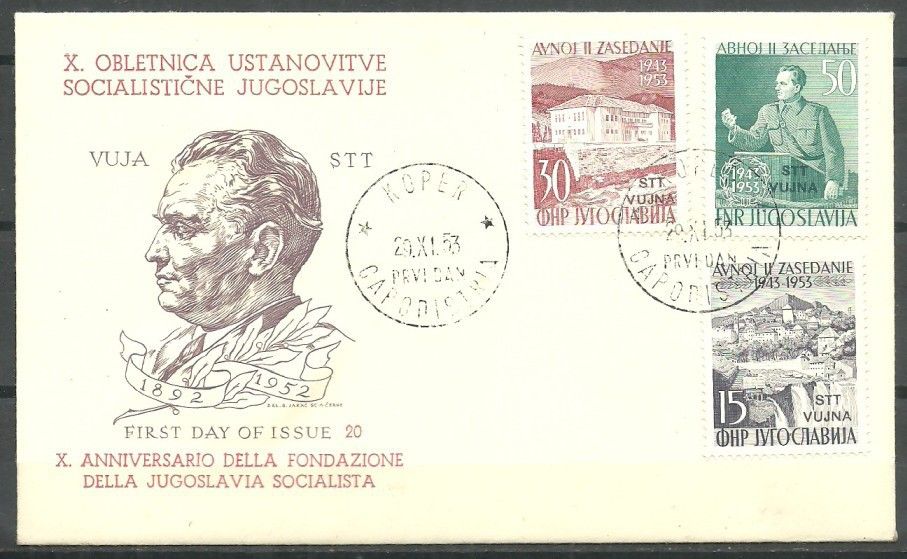Znaczek Triest - Jugosławia Zone B 1953 Mi 107-109 FDC