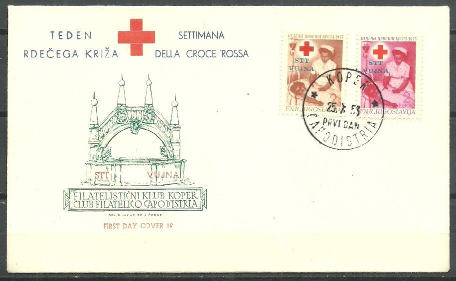 Znaczek Triest - Jugosławia Zone B 1953 Mi zwa 5 FDC