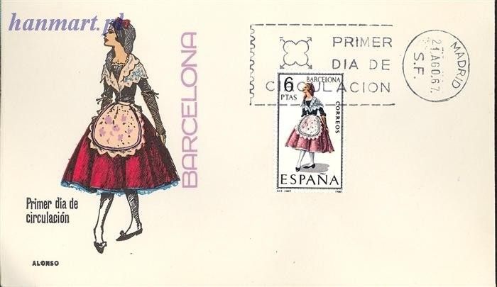 Znaczek Hiszpania 1967 Mi 1707 FDC