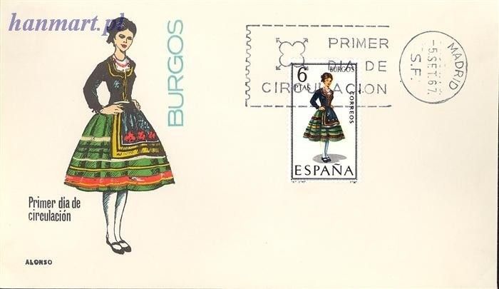 Znaczek Hiszpania 1967 Mi 1709 FDC