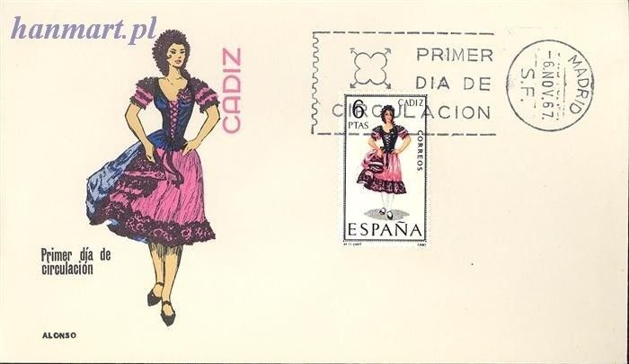 Znaczek Hiszpania 1967 Mi 1723 FDC