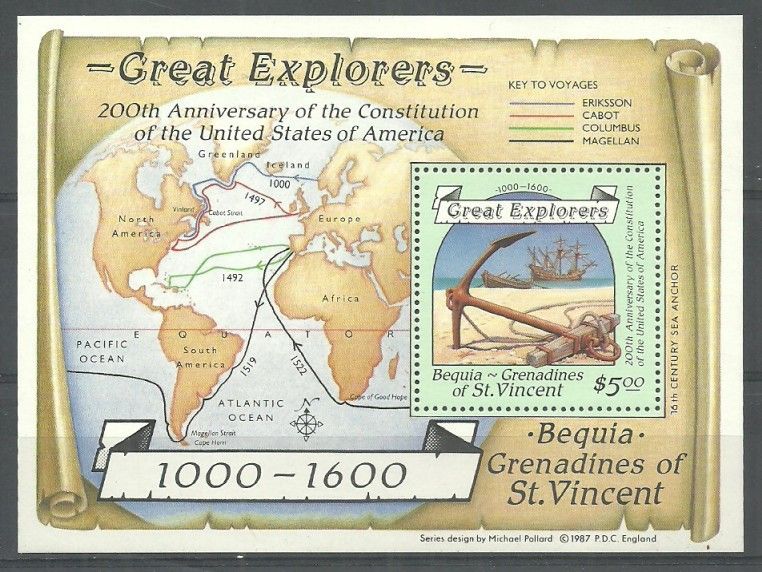 Znaczek Bequia 1988 Mi bl 9 Czyste **