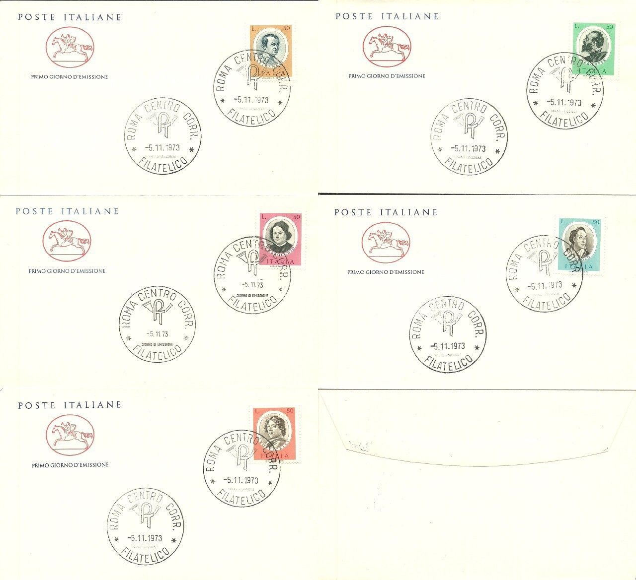 Znaczek Włochy 1973 Mi 1419-1423 FDC