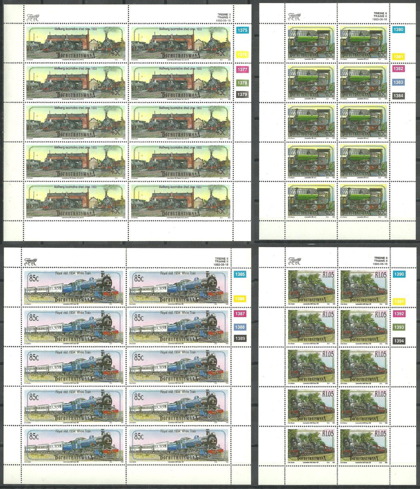 Znaczek Bophuthatswana 1993 Mi ark 298-301 Czyste **