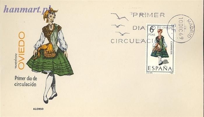 Znaczek Hiszpania 1969 Mi 1843 FDC