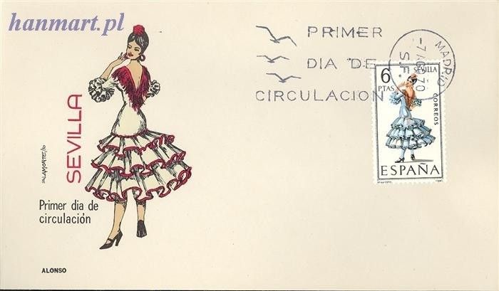 Znaczek Hiszpania 1970 Mi 1878 FDC