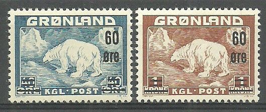 Znaczek Grenlandia 1956 Mi 37-38 Z podlepką *