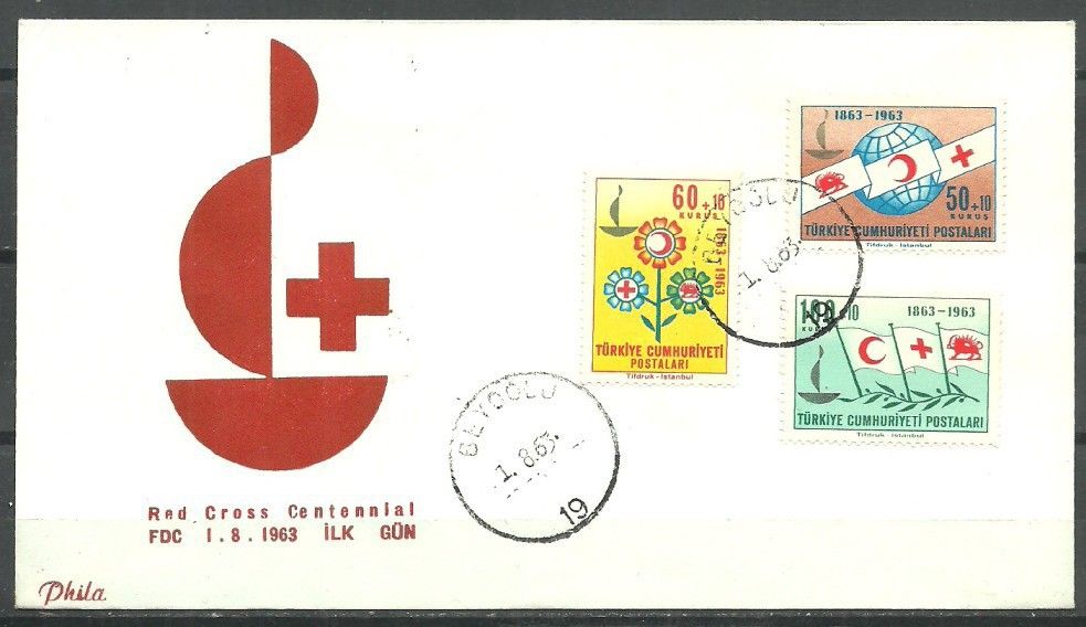 Znaczek Turcja 1963 Mi 1873-1875 FDC