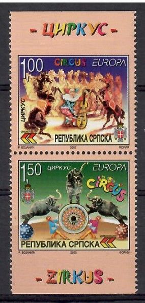 Znaczek Republika Serbska 2002 Mi 241-242D Czyste **