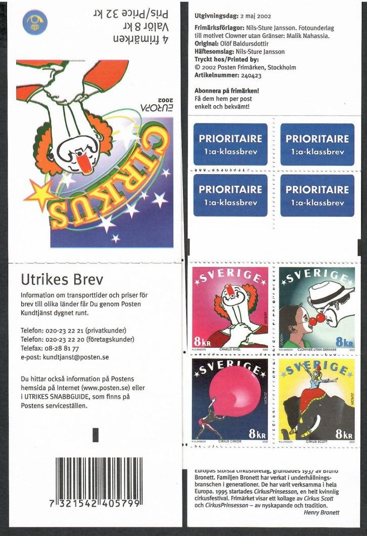 Znaczek Szwecja 2002 Mi mh 286 Czyste **