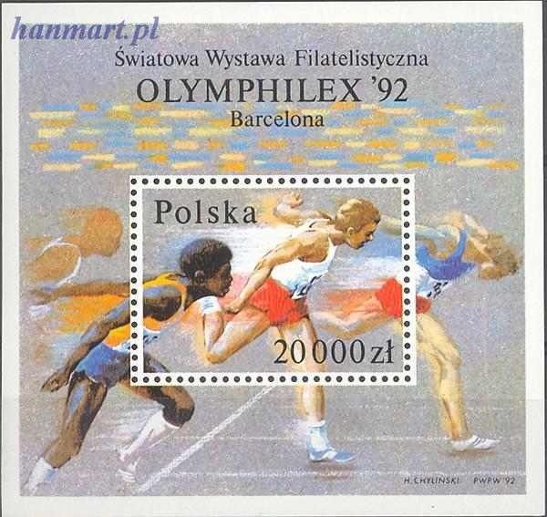 Znaczek Polska 1992 Mi bl 118 Fi bl 148 Czyste **