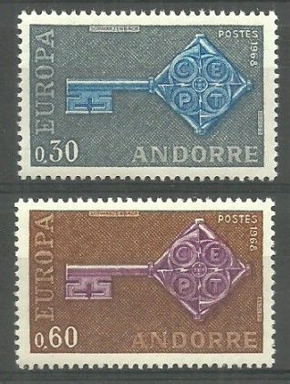 Znaczek Andora (francuska) 1968 Mi 208-209 Czyste **