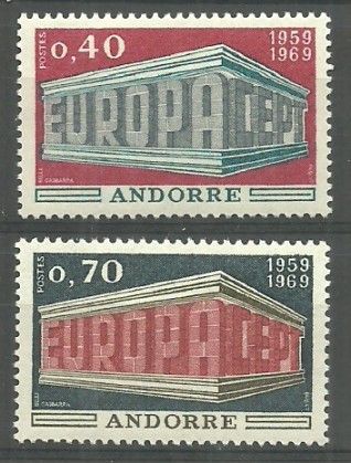 Znaczek Andora (francuska) 1969 Mi 214-215 Czyste **
