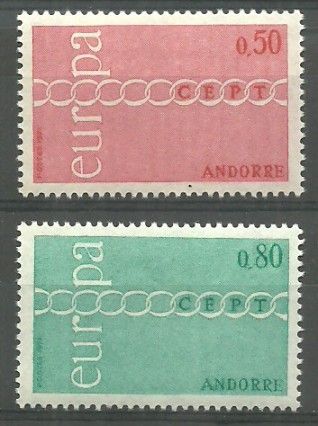 Znaczek Andora (francuska) 1971 Mi 232-233 Czyste **