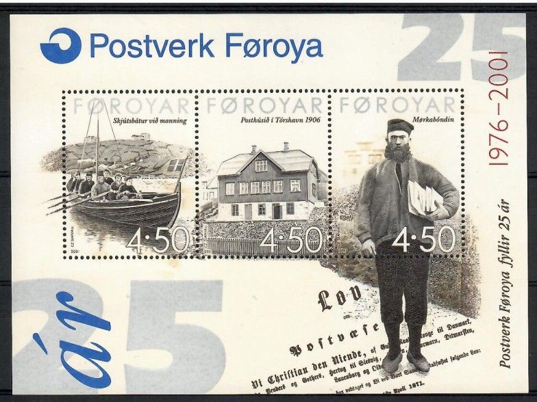 Znaczek Wyspy Owcze 2001 Mi bl 10 Czyste **